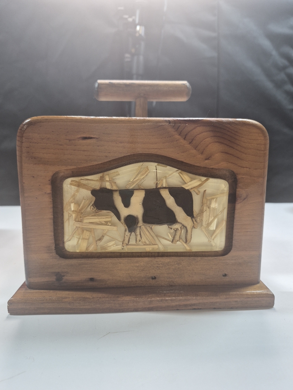 Vintage Wood Salt & Pepper Napkin Holder With Handle farmhouse country